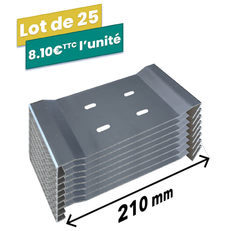 Lot de 25 pattes de fixation pour couvertine alu avec pente 210 mm