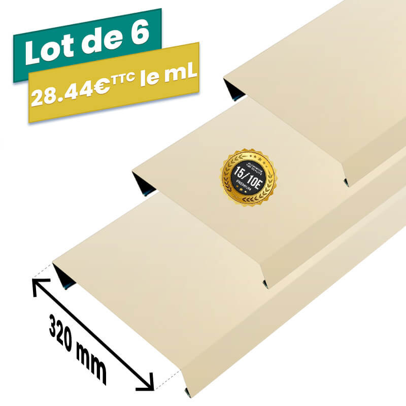 Lot de 6 couvertines RAL 1015  alu 15/10ème 320mm