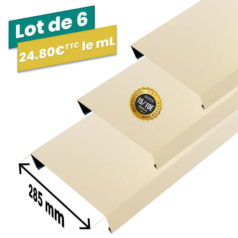 Lot de 6 couvertines RAL 1015 alu 15/10ème 285mm