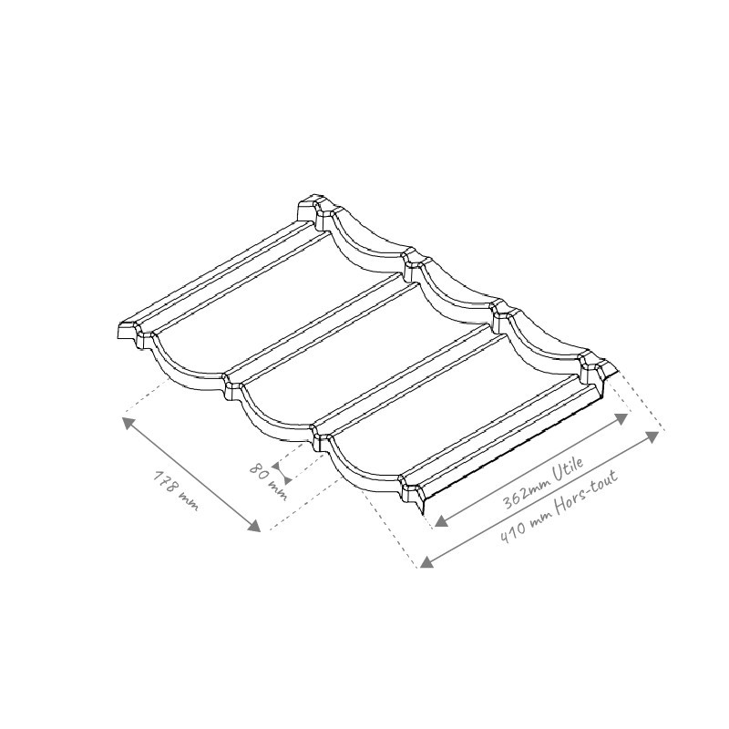 Schéma Tuile alu 7/10ème effet béton