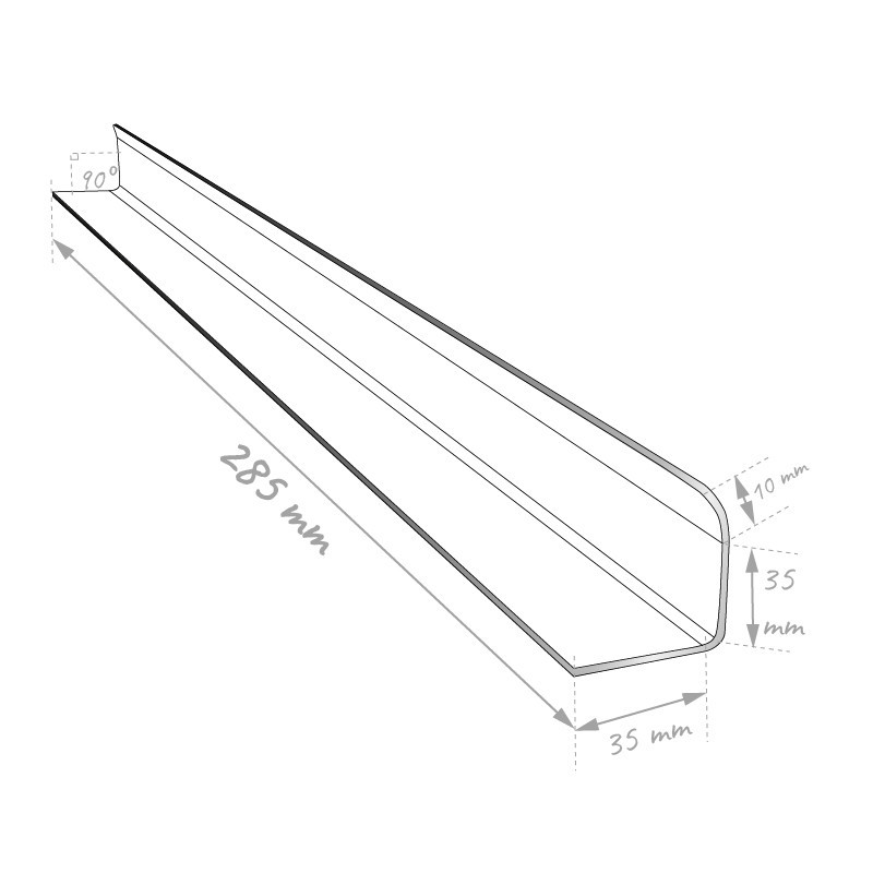 Dimensions du talon mural en alu pour couvertine