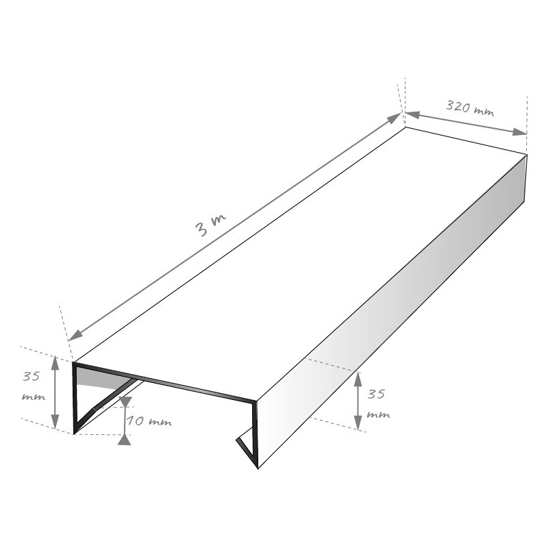 Schéma couvertine 3m alu 15/10eme et en 320 mm de largeur