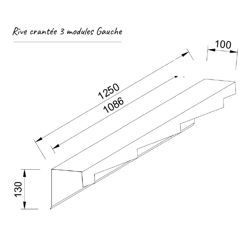 Schéma rive crantée 3 modules gauche alu 7/10ème