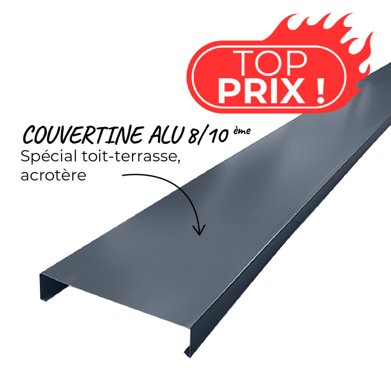 La couvertine alu au meilleur prix , profilée en 283mm de large maxi et 2m de long