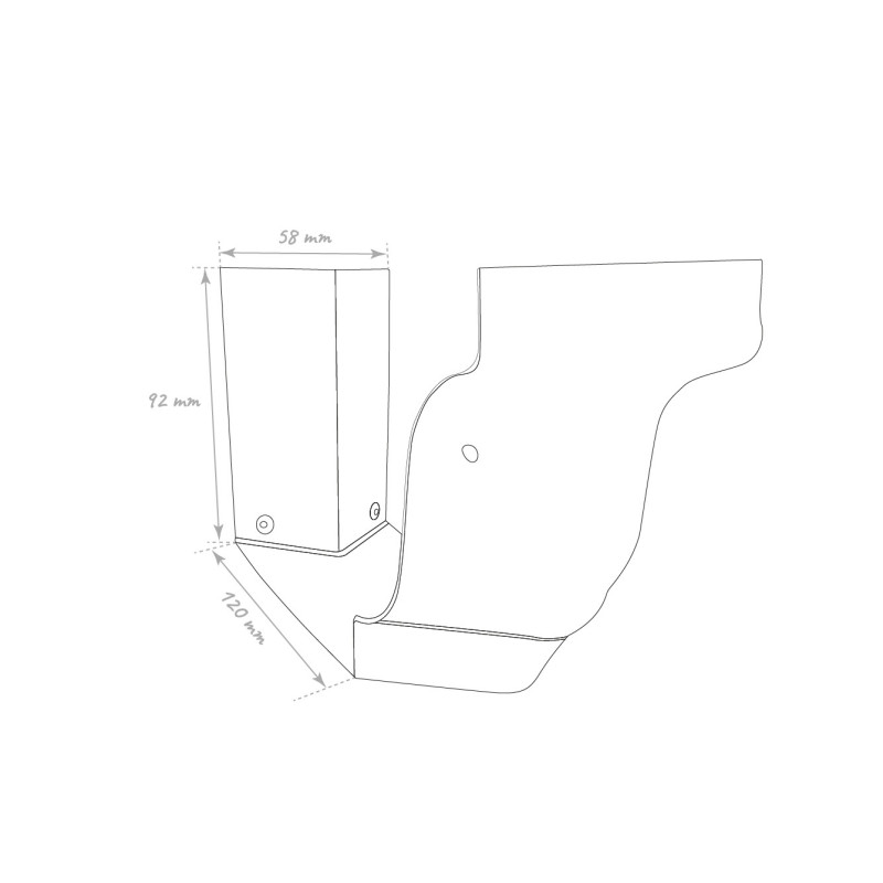 Schéma angle extérieur 90° pour gouttière alu corniche G300