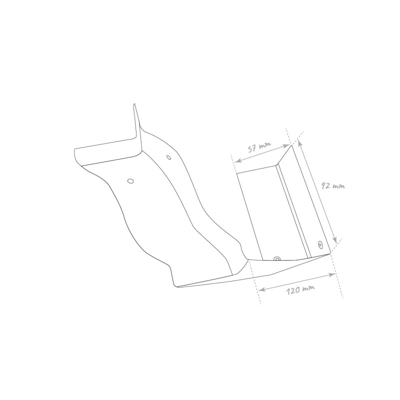 Schéma Angle intérieur 90° pour gouttière alu corniche G300