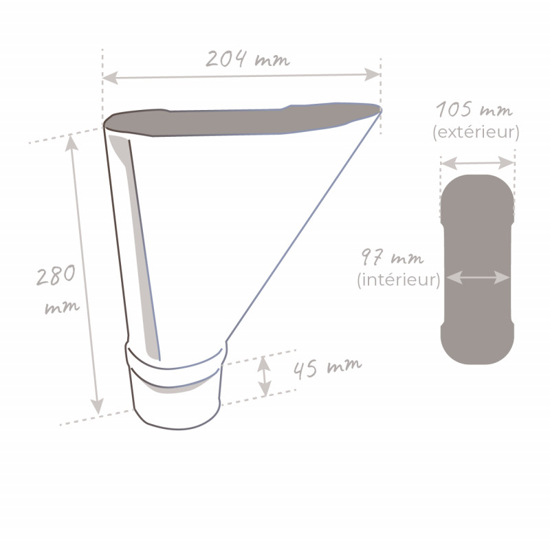 dimensions de la cuvette de raccordement circulaire diamètre 80 mm en alu