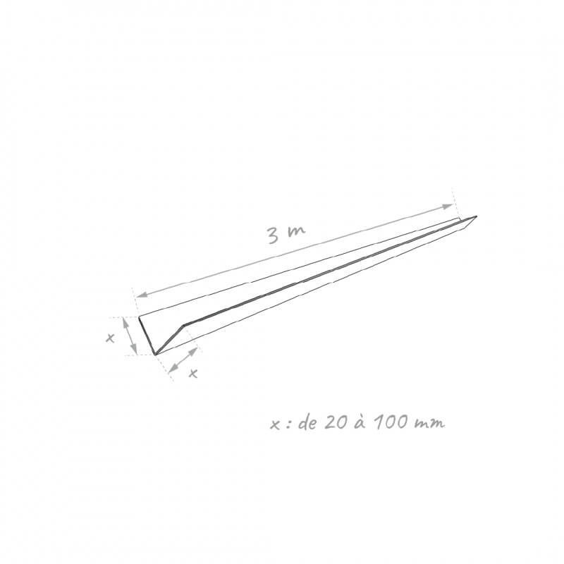 Schéma dimensions cornière alu 6/10e en 3m