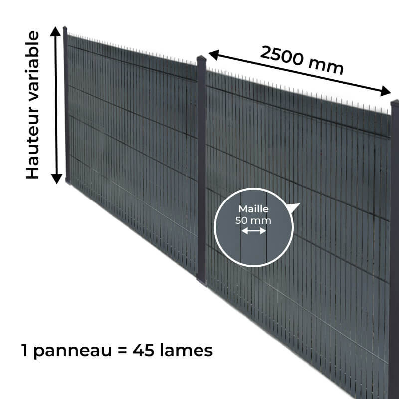 Kit lames d'occultation en alu pour clôture rigide de 2,5m