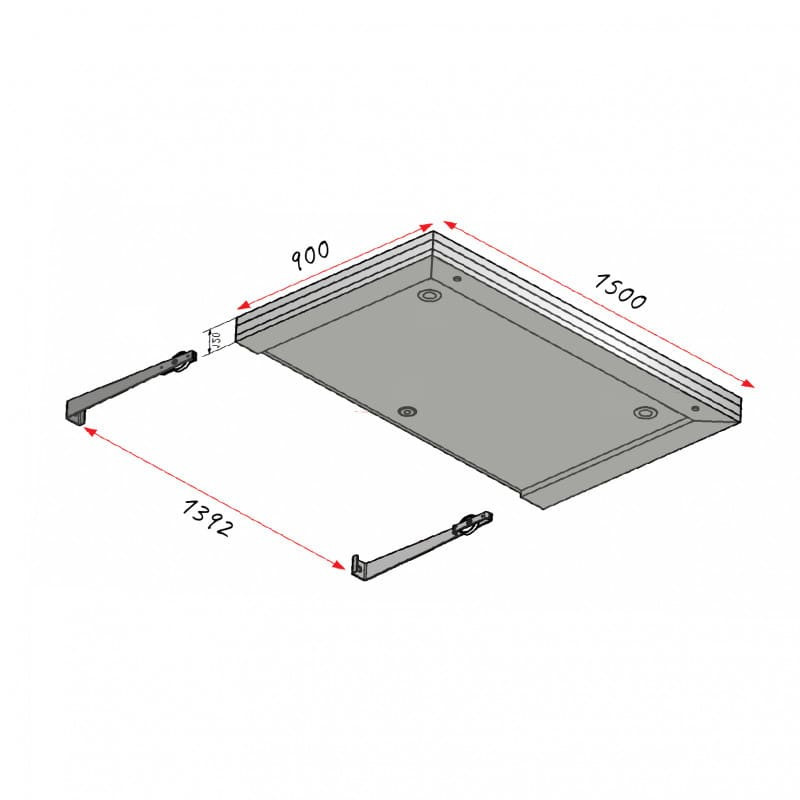 Schéma dimensions marquise en alu avec éclairage