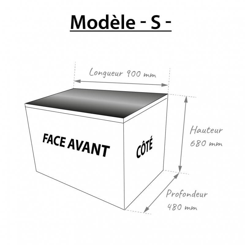 Schéma dimensions cache-clim aluminium persienne modèle S