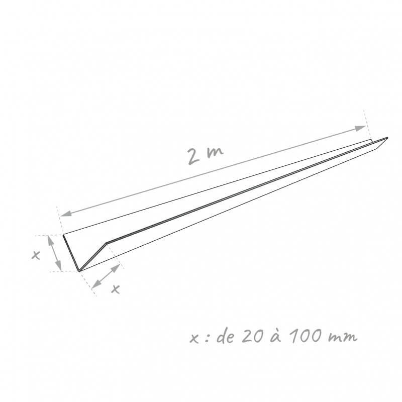 Schéma dimensions Cornière PREMIUM 2mL en alu 15/10ème