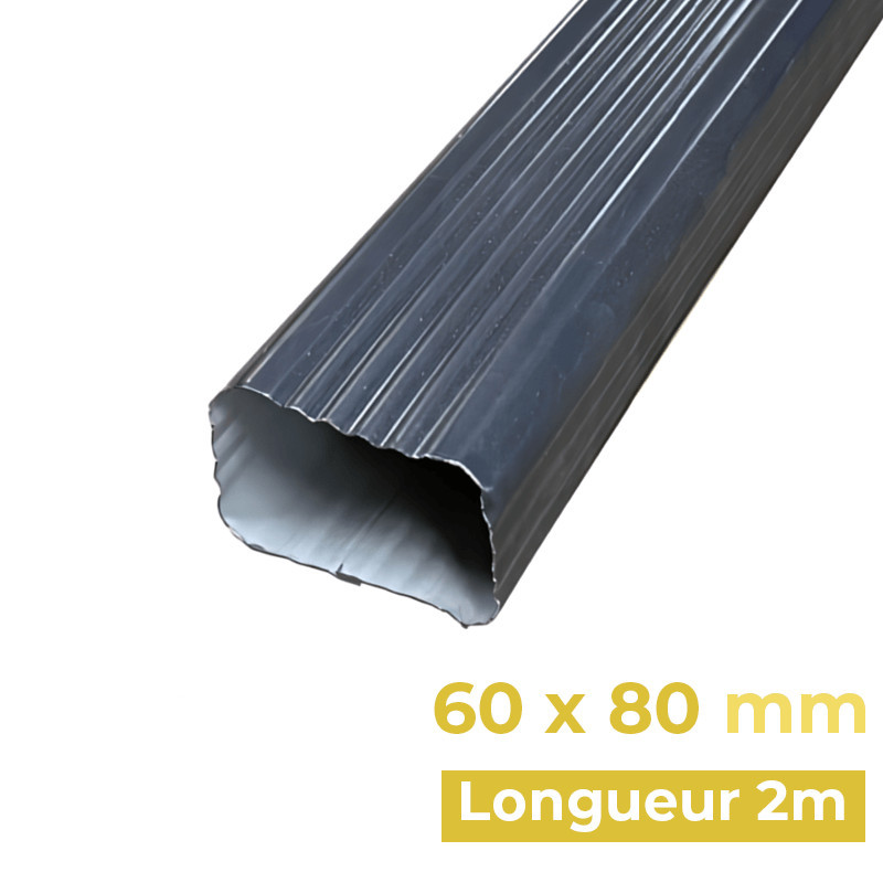 Tuyau de descente rectangulaire 60 x 80 mm couleur anthracite BA6 de 2m