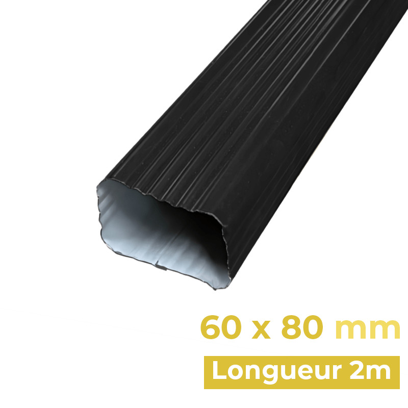 Tuyau de descente rectangulaire 60 x 80 mm couleur noir NG18 de 2m