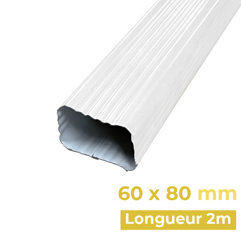 Tuyau de descente rectangulaire 60 x 80 mm couleur blanc B3 de 2m