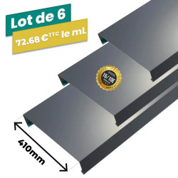 Lot de 6 couvertines 2M en alu - 410 mm - RAL 7016