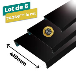 Lot de 6 couvertines 2M en alu - 410 mm - RAL 9005