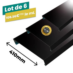 Lot de 6 couvertines 2M en alu - 410 mm - RAL 9005