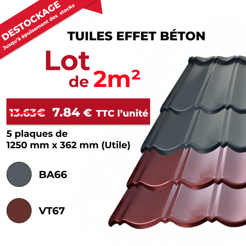 Lot de 2m² de tuiles en alu effet béton