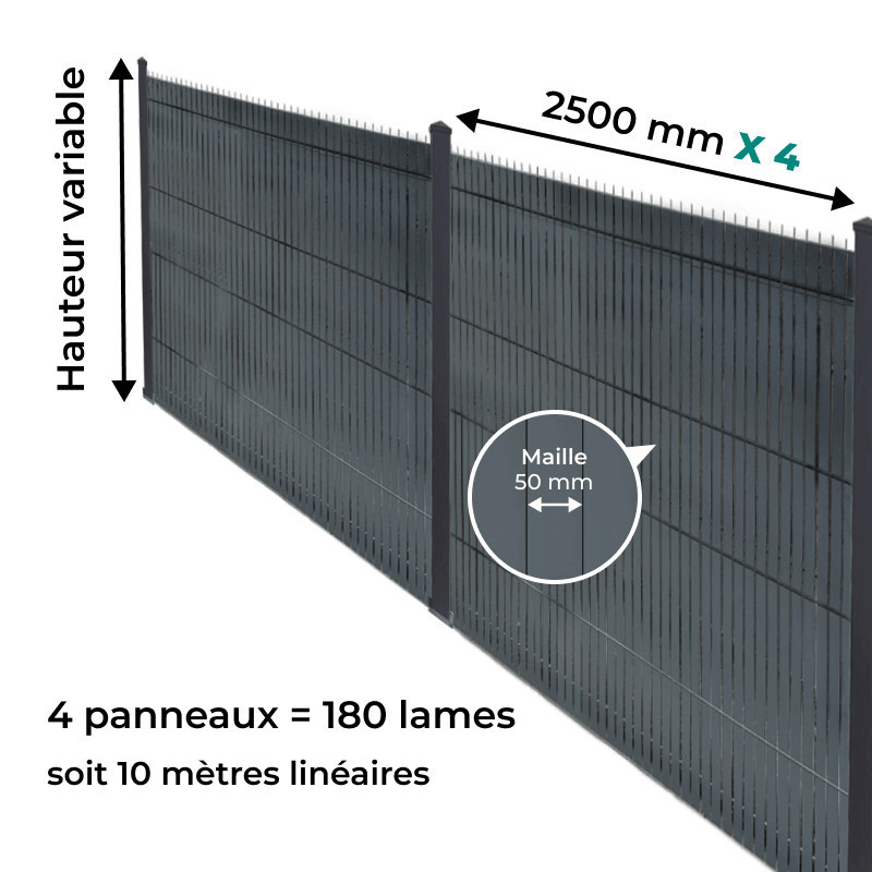 Brise vue 100% aluminium - Occultation clôture rigide 10m