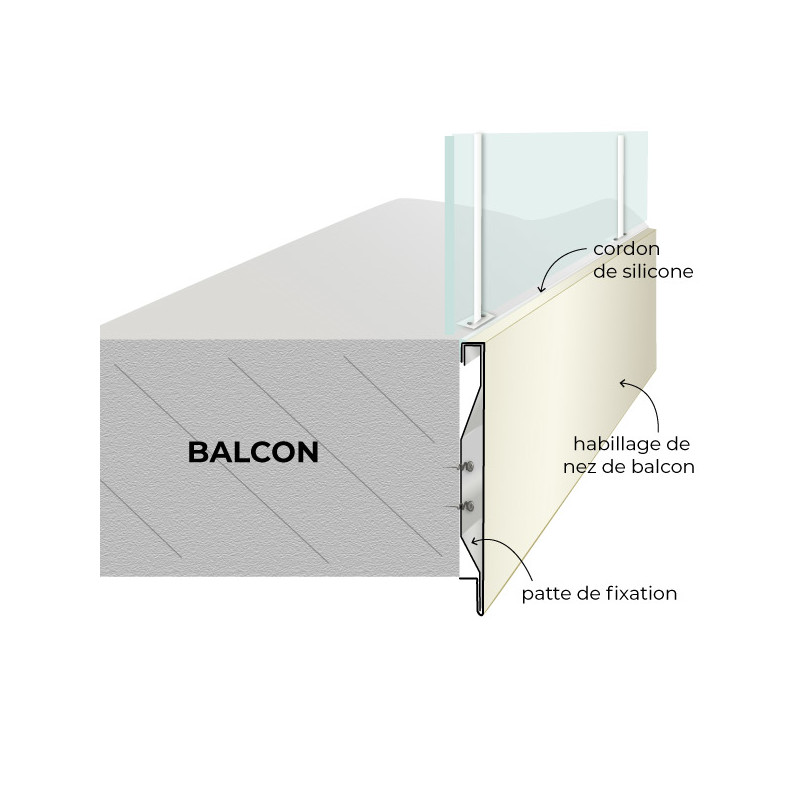 Profilé goutte d'eau pour balcon et terrasse PREMIUM pose avec pattes - 1m50 Profilé goutte d'eau pour balcon et terrasse PREMIUM pose avec pattes - 1m50