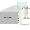 Profilé goutte d'eau pour balcon et terrasse PREMIUM pose avec pattes - 1m50 Profilé goutte d'eau pour balcon et terrasse PREMIUM pose avec pattes - 1m50