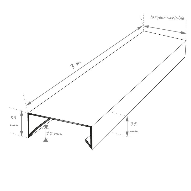 Couvertine 3m RAL9010 - 285mm - 15/10ème - Aluhome