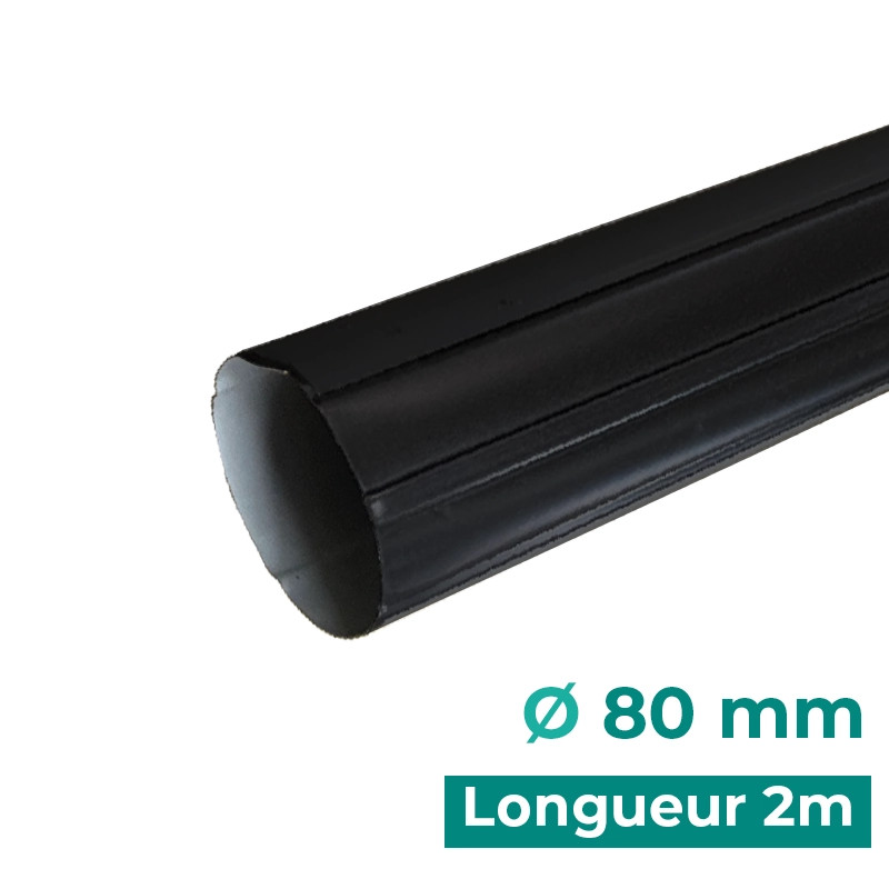 Descente circulaire Ø80mm en aluminium de 2m couleur Noir N15