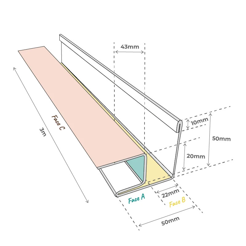 Schéma angle pour bardage faux claire-voie 3M Schéma angle pour bardage faux claire-voie 3M