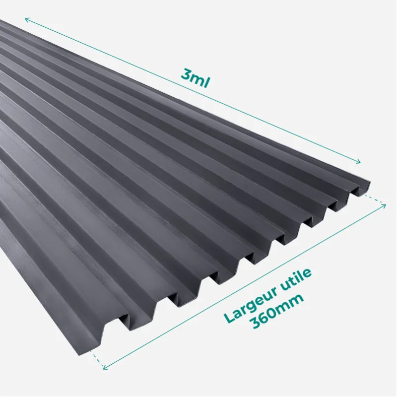Plaque de bardage double laquage gris anthracite faux claire voie - 3ml Plaque de bardage double laquage gris anthracite faux claire voie - 3ml
