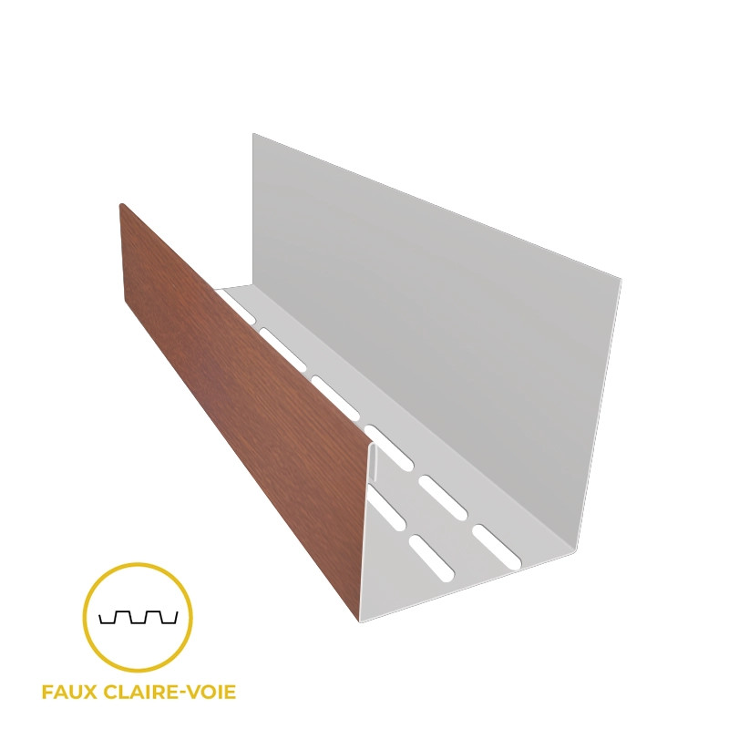 Coulisse ventilé pour bardage faux claire-voie couleur chêne doré Coulisse ventilé pour bardage faux claire-voie couleur chêne doré