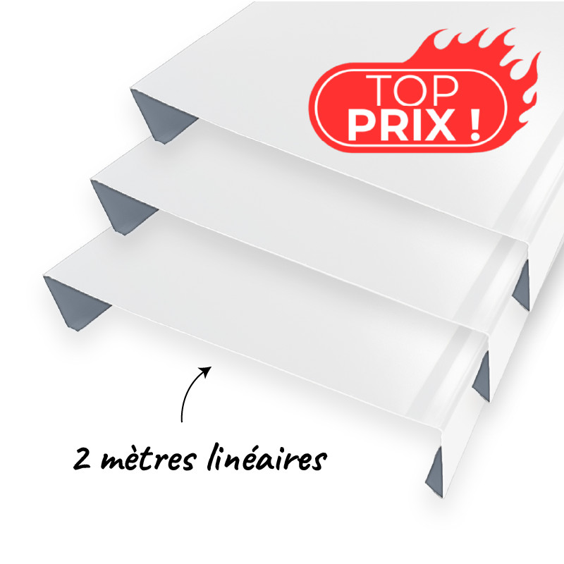 lot de 6 couvertines 2m ECO RAL 9010 en alu 8 10eme 270 mm