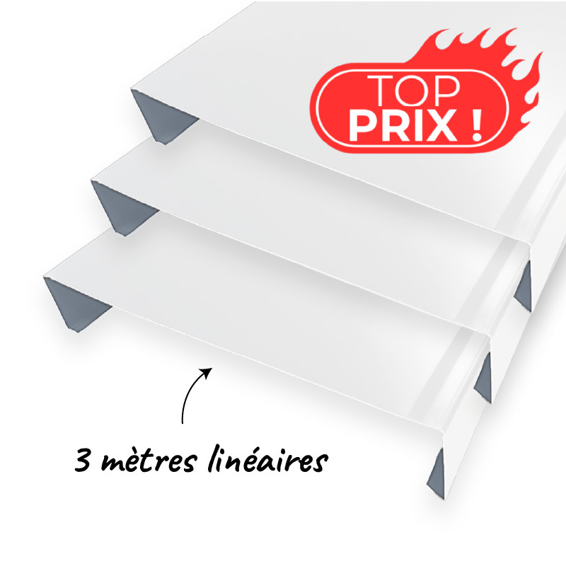 lot de 6 couvertines 3m ECO RAL 9010 en alu 8 10eme 270 mm