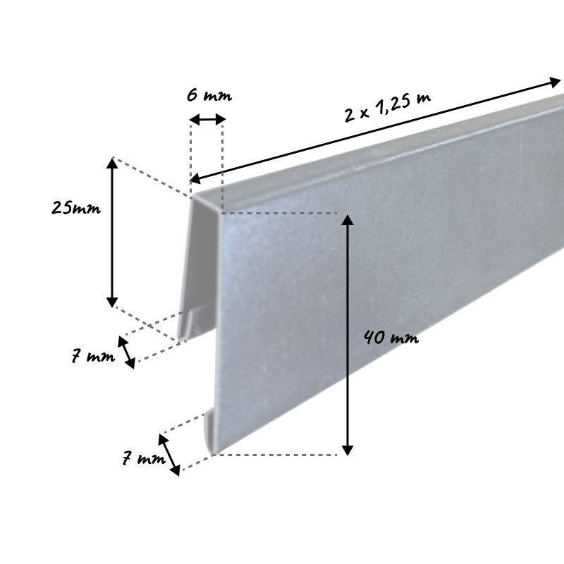 Profil grillage rigide - dimensions