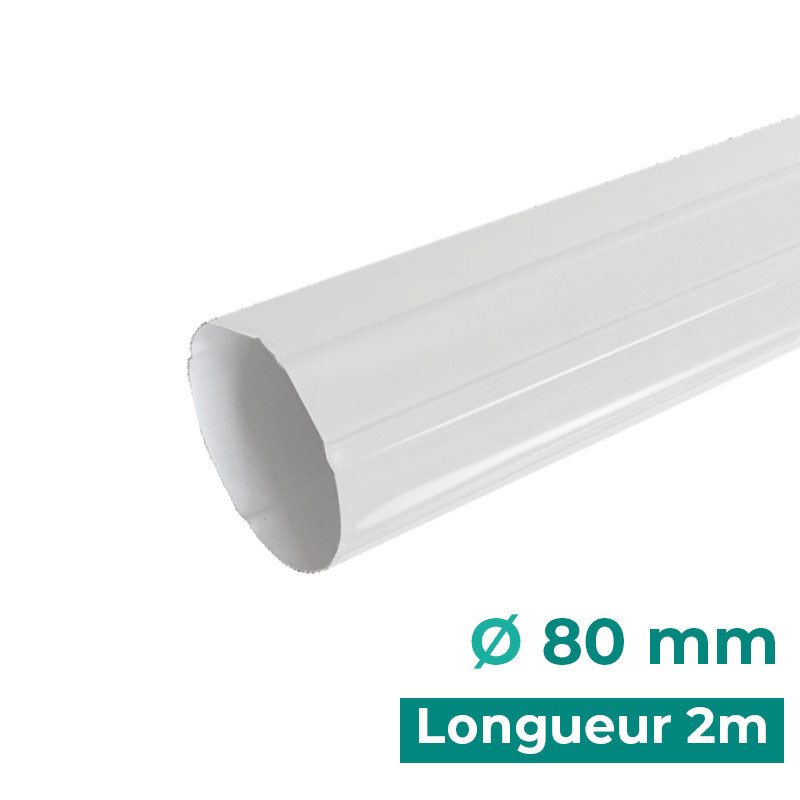 Descente circulaire Ø80mm en aluminium de 2m couleur blanc