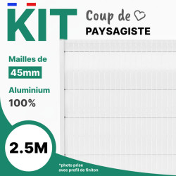 Kit de lames occultantes blanches en aluminium panneau rigide maille 45mm