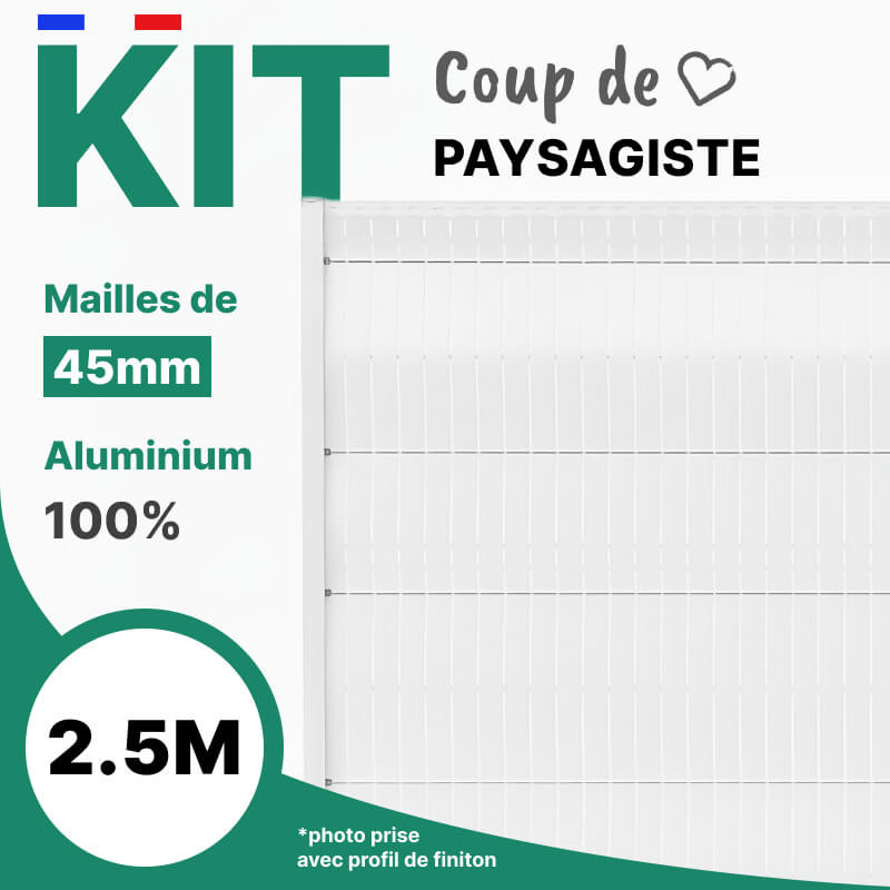 Kit de lames occultantes blanches en aluminium panneau rigide maille 45mm Kit de lames occultantes blanches en aluminium panneau rigide maille 45mm