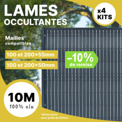 Lot de lames occultantes gris anthracite pour mailles 50 et 55mm. Remise 10%.