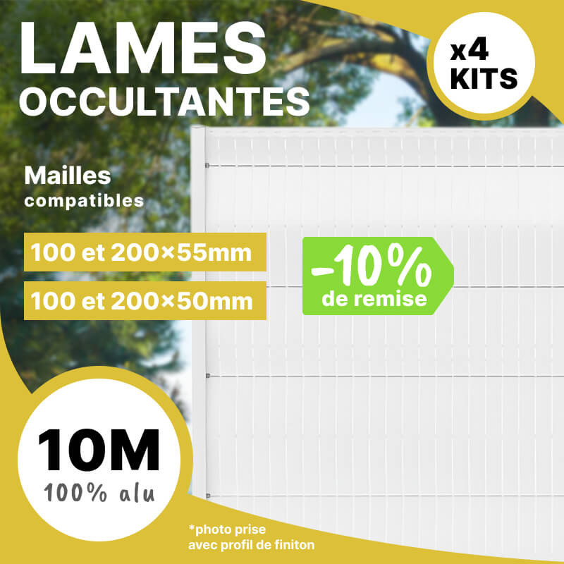 Lot de lames occultantes blanc pour mailles 50 et 55mm. Remise 10%. Lot de lames occultantes blanc pour mailles 50 et 55mm. Remise 10%.