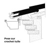 Fixation crochet tuile clip sur extrémité de tuile - pose gouttière génoise