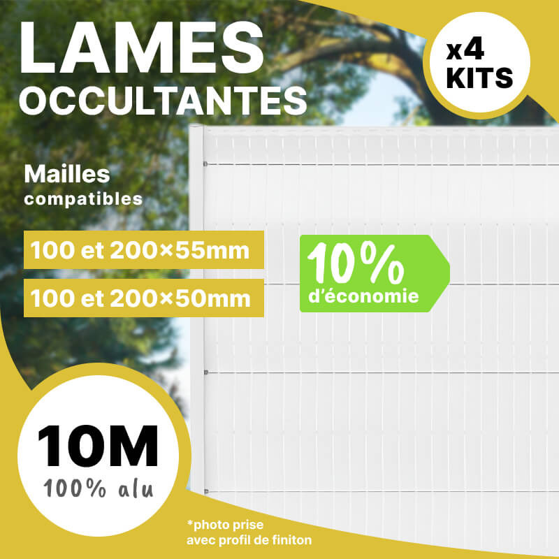 Lot de lames occultantes blanc pour mailles 50 et 55mm. Remise 10%.
