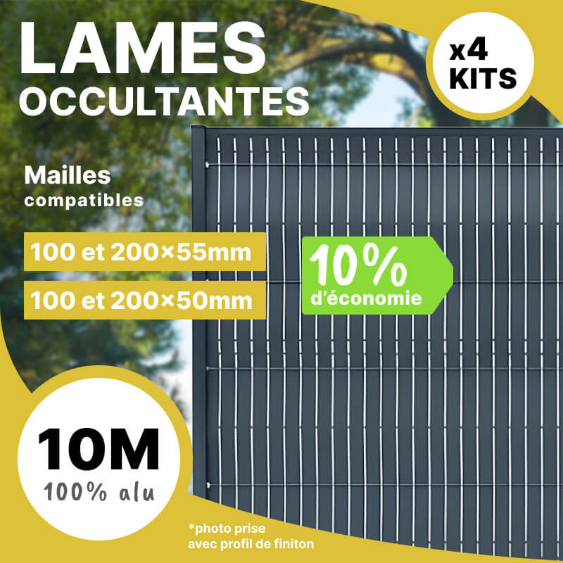 Lot de lames occultantes gris anthracite pour mailles 50 et 55mm. Remise 10%.
