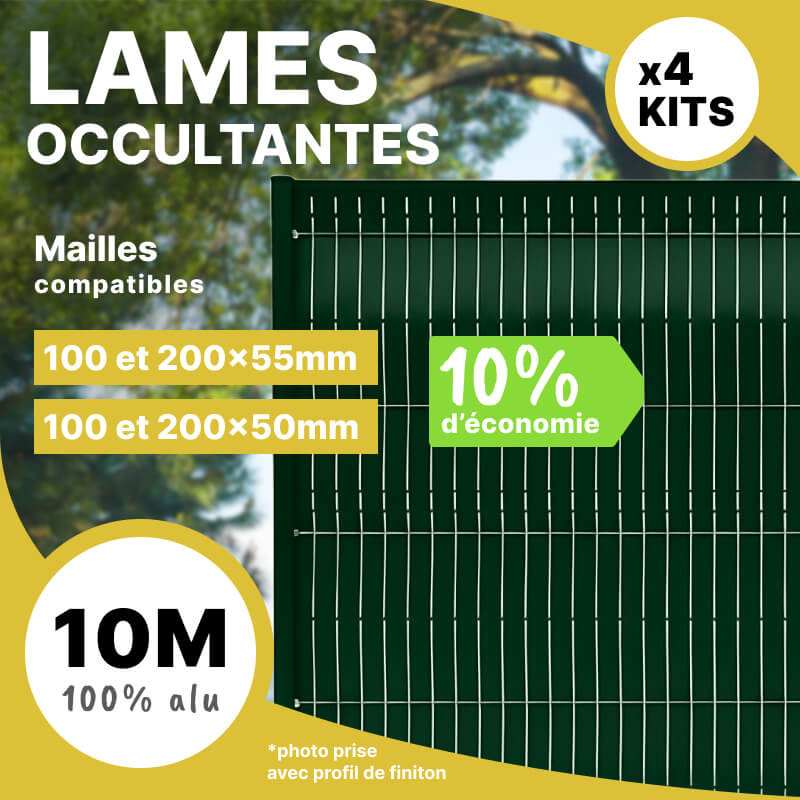 Lot de lames occultantes vert sapin pour mailles 50 et 55mm. Remise 10%.