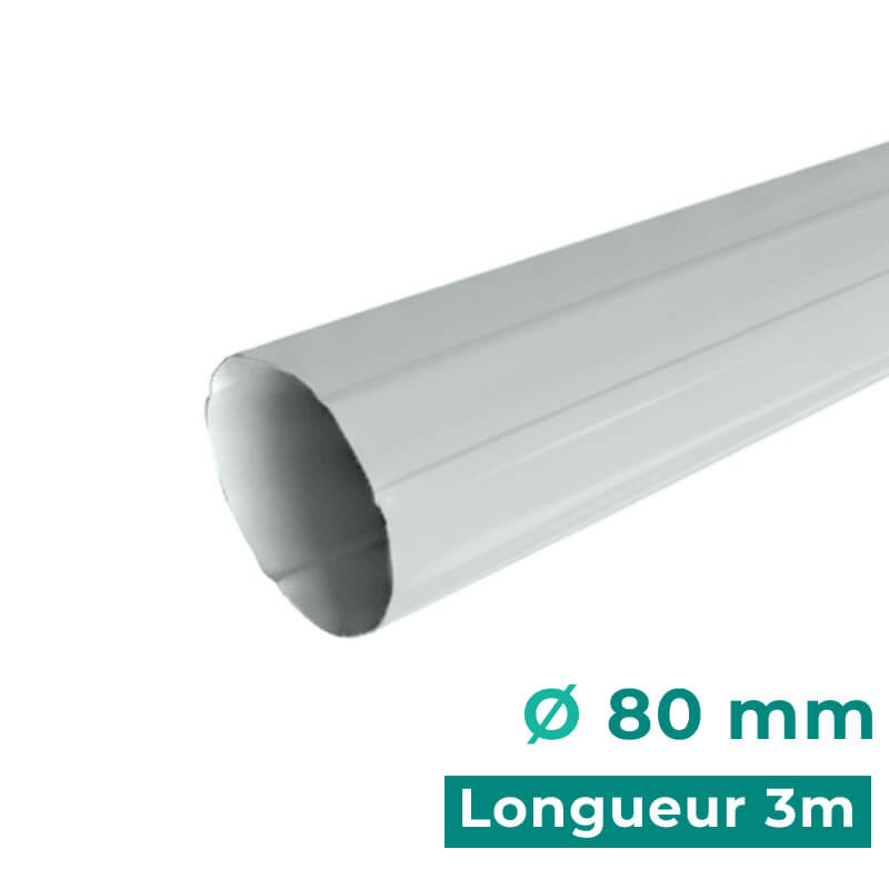 Descente 3m circulaire Ø80 gris clair RAL 7035