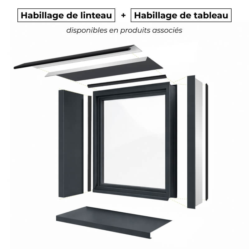 encadrement de fenêtre aluminium complet gris anthracite RAL 7016
