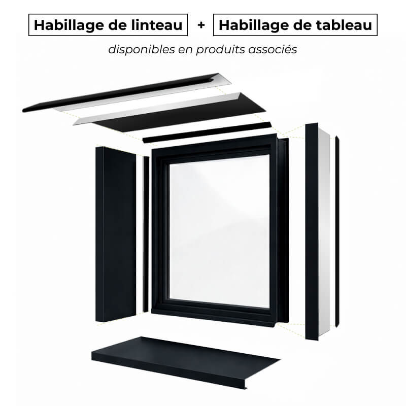 encadrement de fenêtre aluminium complet noir RAL 9005