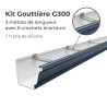 Kit gouttière G300 en aluminium gris anthracite avec crochets écarteurs
