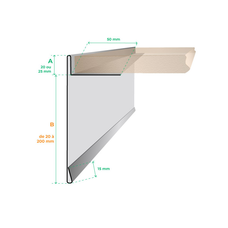 schéma coté du pliage de finition de terrasse sur plots