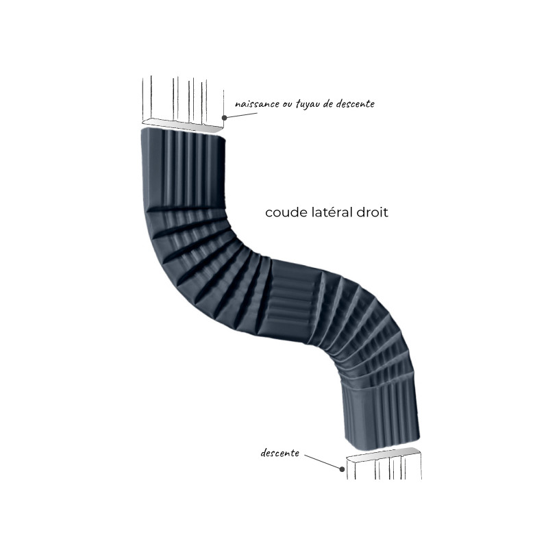 Dévoiement col de cygne, section rectangulaire 60 x80mm couleur Gris anthracite