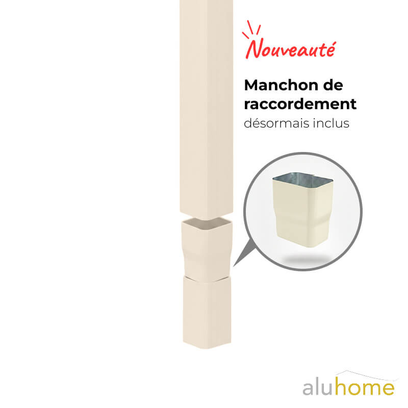 Manchon de raccordement pour tuyau de descente alu ton pierre